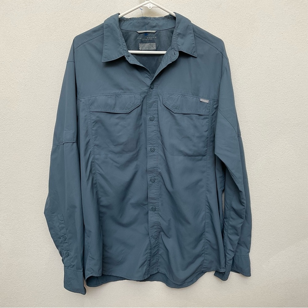 Columbia Omni-shade Blue Long Sleeve Vented Button Down Shirt Size XL Men's